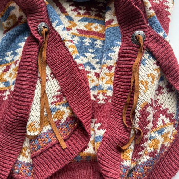 Cotton & Rye Womens Geometric Southwestern Knit Sweater Rust/Blue/White Large - Picture 3 of 9